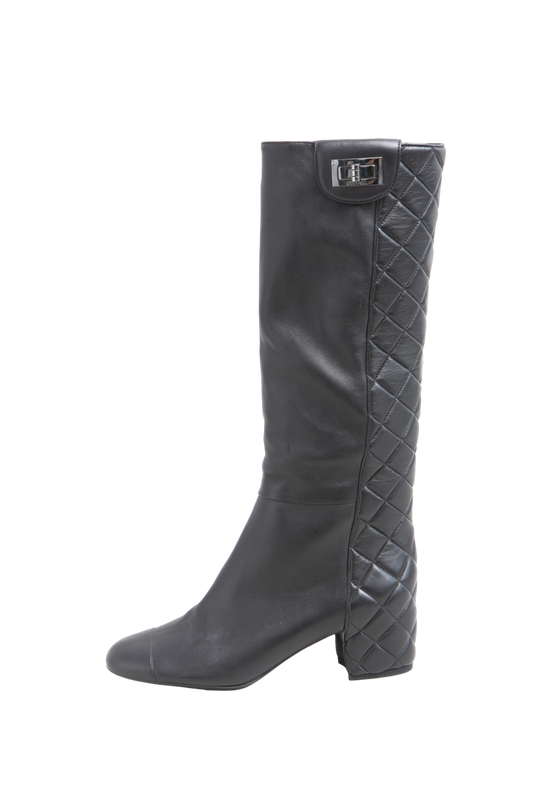 CHANEL KNEE HIGH BOOTS REISSUE BLACK - 36 BR