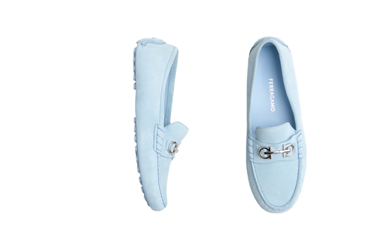FERRAGAMO MOCASSIM SUEDE BLUE - 39 BR