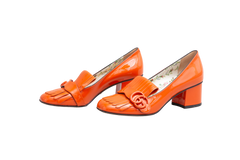DESAPEGO THASSIA NAVES GUCCI MOCASSIM VERNICE GG MARMONT FRINGE DEEP ORANGE - 37 BR