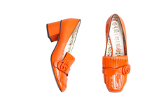 DESAPEGO THASSIA NAVES GUCCI MOCASSIM VERNICE GG MARMONT FRINGE DEEP ORANGE - 37 BR