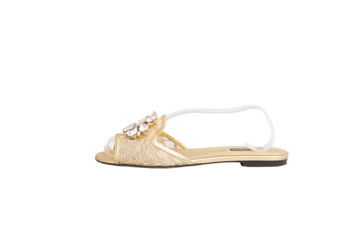 DESAPEGO THASSIA NAVES DG SLIDE BIANCA LUREX LACE WITH BROOCH DETAILING - 37 BR