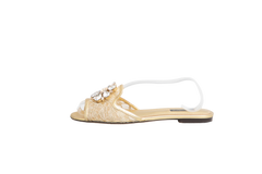 DESAPEGO THASSIA NAVES DG SLIDE BIANCA LUREX LACE WITH BROOCH DETAILING - 37 BR