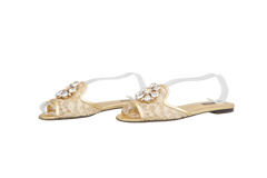 DESAPEGO THASSIA NAVES DG SLIDE BIANCA LUREX LACE WITH BROOCH DETAILING - 37 BR
