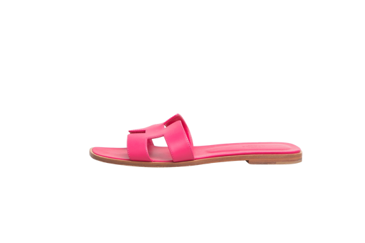 HERMES SANDAL ORAN ROSE MAGENTA LEATHER - 39 1/2 BR