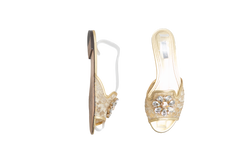 DESAPEGO THASSIA NAVES DG SLIDE BIANCA LUREX LACE WITH BROOCH DETAILING - 37 BR