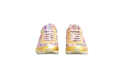DESAPEGO THASSIA NAVES CHANEL SNEAKER TWEED RAINBOW METALLIC GOLD & SILVER TRIM LACE-UP - 37 BR