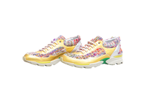 DESAPEGO THASSIA NAVES CHANEL SNEAKER TWEED RAINBOW METALLIC GOLD & SILVER TRIM LACE-UP - 37 BR