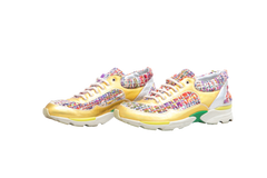 DESAPEGO THASSIA NAVES CHANEL SNEAKER TWEED RAINBOW METALLIC GOLD & SILVER TRIM LACE-UP - 37 BR