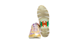 DESAPEGO THASSIA NAVES CHANEL SNEAKER TWEED RAINBOW METALLIC GOLD & SILVER TRIM LACE-UP - 37 BR