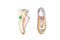 DESAPEGO THASSIA NAVES CHANEL SNEAKER TWEED RAINBOW METALLIC GOLD & SILVER TRIM LACE-UP - 37 BR