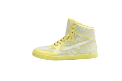 DESAPEGO THASSIA NAVES GUCCI SNEAKER SATIN CRYSTAL EMBELLISHED HIGH TOP LIME RARE - 38 BR