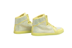 DESAPEGO THASSIA NAVES GUCCI SNEAKER SATIN CRYSTAL EMBELLISHED HIGH TOP LIME RARE - 38 BR