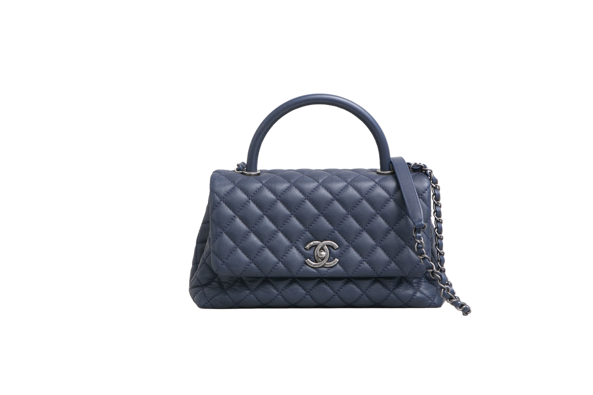CHANEL COCO HANDLE MEDIUM NAVY QUILTED