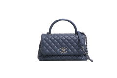 CHANEL COCO HANDLE MEDIUM NAVY QUILTED