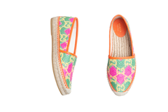 DESAPEGO THASSIA NAVES GUCCI ESPADRILLES GG LOGO STRAW LEATHER MULTICOLOR - 38 BR