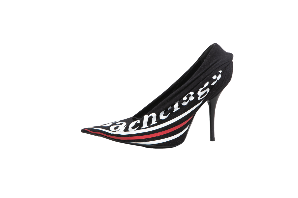DESAPEGO THASSIA NAVES BALENCIAGA SCARPIN CAMPAING LOGO KNIFE HEELS BLACK - 35 BR