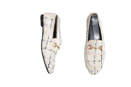 DESAPEGO THASSIA NAVES GUCCI LOAFER TWEED JORDAN HORSEBIT SLIP ON MULTICOLOR - 38 BR