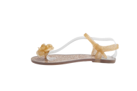 DESAPEGO THASSIA NAVES CHANEL SANDAL FLAT GOLD GLITTER JELLY CAMELLIA FLOWER - 37 BR