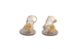 DESAPEGO THASSIA NAVES CHANEL SANDAL FLAT GOLD GLITTER JELLY CAMELLIA FLOWER - 37 BR