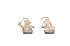 DESAPEGO THASSIA NAVES CHANEL SANDAL FLAT GOLD GLITTER JELLY CAMELLIA FLOWER - 37 BR