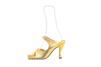 DESAPEGO THASSIA NAVES BOTTEGA SANDAL LEATHER VITELLO LAMÈ SQUARE-TOE GOLD - 36 1/2 BR