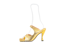 DESAPEGO THASSIA NAVES BOTTEGA SANDAL LEATHER VITELLO LAMÈ SQUARE-TOE GOLD - 36 1/2 BR