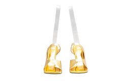 DESAPEGO THASSIA NAVES BOTTEGA SANDAL LEATHER VITELLO LAMÈ SQUARE-TOE GOLD - 36 1/2 BR