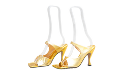 DESAPEGO THASSIA NAVES BOTTEGA SANDAL LEATHER VITELLO LAMÈ SQUARE-TOE GOLD - 36 1/2 BR