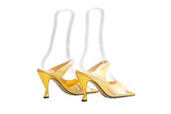 DESAPEGO THASSIA NAVES BOTTEGA SANDAL LEATHER VITELLO LAMÈ SQUARE-TOE GOLD - 36 1/2 BR