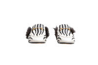 DESAPEGO THASSIA NAVES GUCCI MULE FLAT PRINCETOWN LEATHER B&W AND FUR ZEBRA STRIPE - 38 BR