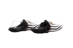 DESAPEGO THASSIA NAVES GUCCI MULE FLAT PRINCETOWN LEATHER B&W AND FUR ZEBRA STRIPE - 38 BR