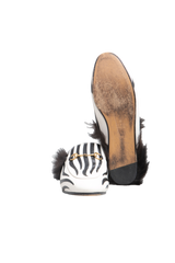 DESAPEGO THASSIA NAVES GUCCI MULE FLAT PRINCETOWN LEATHER B&W AND FUR ZEBRA STRIPE - 38 BR