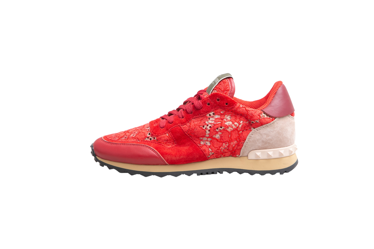 DESAPEGO THASSIA NAVES VALENTINO SNEAKER ROCKRUNNER LACE AND LEATHER RED - 36 BR