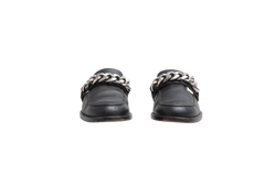 DESAPEGO THASSIA NAVES GIVENCHY MULE FLAT LEATHER BLACK AND CHAIN SILVER TONED - 39 BR