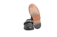 DESAPEGO THASSIA NAVES GIVENCHY MULE FLAT LEATHER BLACK AND CHAIN SILVER TONED - 39 BR