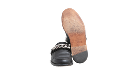 DESAPEGO THASSIA NAVES GIVENCHY MULE FLAT LEATHER BLACK AND CHAIN SILVER TONED - 39 BR