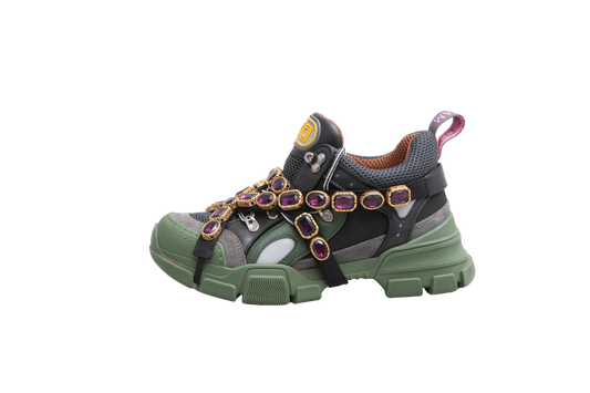 DESAPEGO THASSIA NAVES GUCCI SENAKER FLASHTREK X SEGA REMOVABLE BLACK AND CRYSTAL GREEN - 38 BR