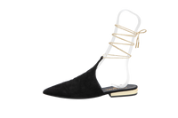 DESAPEGO THASSIA NAVES CHANEL MULE FLAT ANKLE WRAP SUEDE BLACK - 38 BR