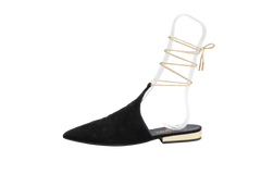 DESAPEGO THASSIA NAVES CHANEL MULE FLAT ANKLE WRAP SUEDE BLACK - 38 BR