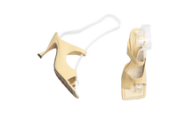 DESAPEGO THASSIA NAVES BOTTEGA SANDAL LAGUNA LEATHER SQUARE BEIGE - 37 BR