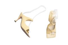 DESAPEGO THASSIA NAVES BOTTEGA SANDAL LAGUNA LEATHER SQUARE BEIGE - 37 BR