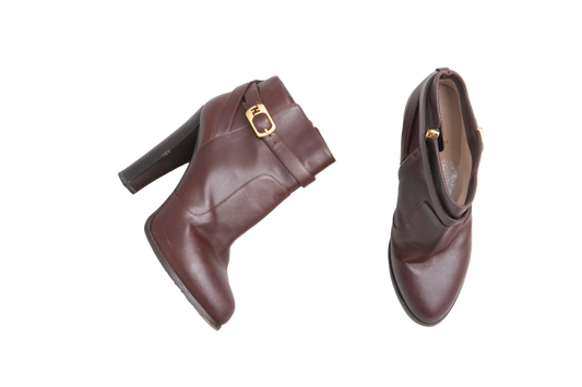 DESAPEGO THASSIA NAVES FENDI ANKLE BOOTS HEELED LEATHER BROWN - 37 BR