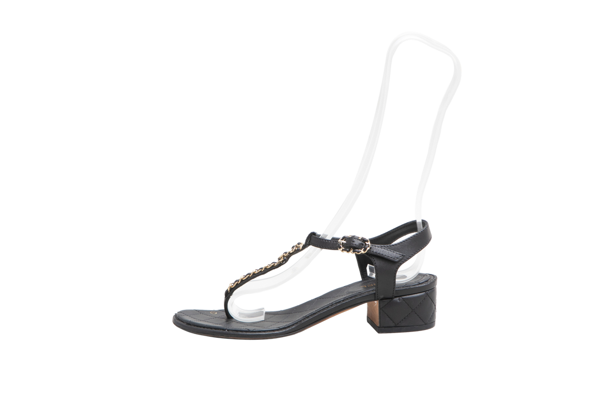 DESAPEGO THASSIA NAVES CHANEL SANDAL LEATHER BLACK - 36 1/2 BR