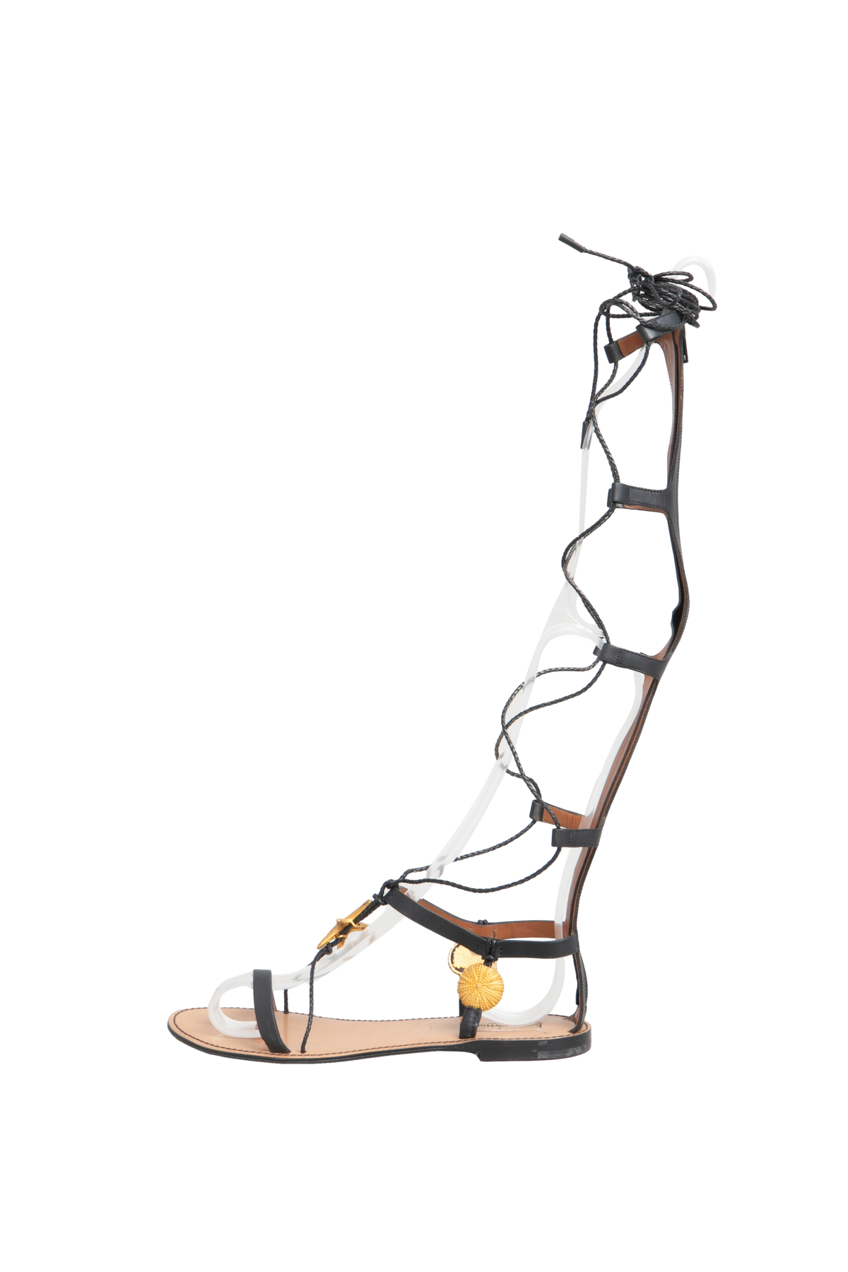 DESAPEGO THASSIA NAVES VALENTINO SANDAL LEATHER SEA ELEMENT BLACK - 35 1/2 BR