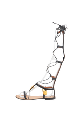 DESAPEGO THASSIA NAVES VALENTINO SANDAL LEATHER SEA ELEMENT BLACK - 35 1/2 BR