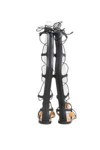 DESAPEGO THASSIA NAVES VALENTINO SANDAL LEATHER SEA ELEMENT BLACK - 35 1/2 BR