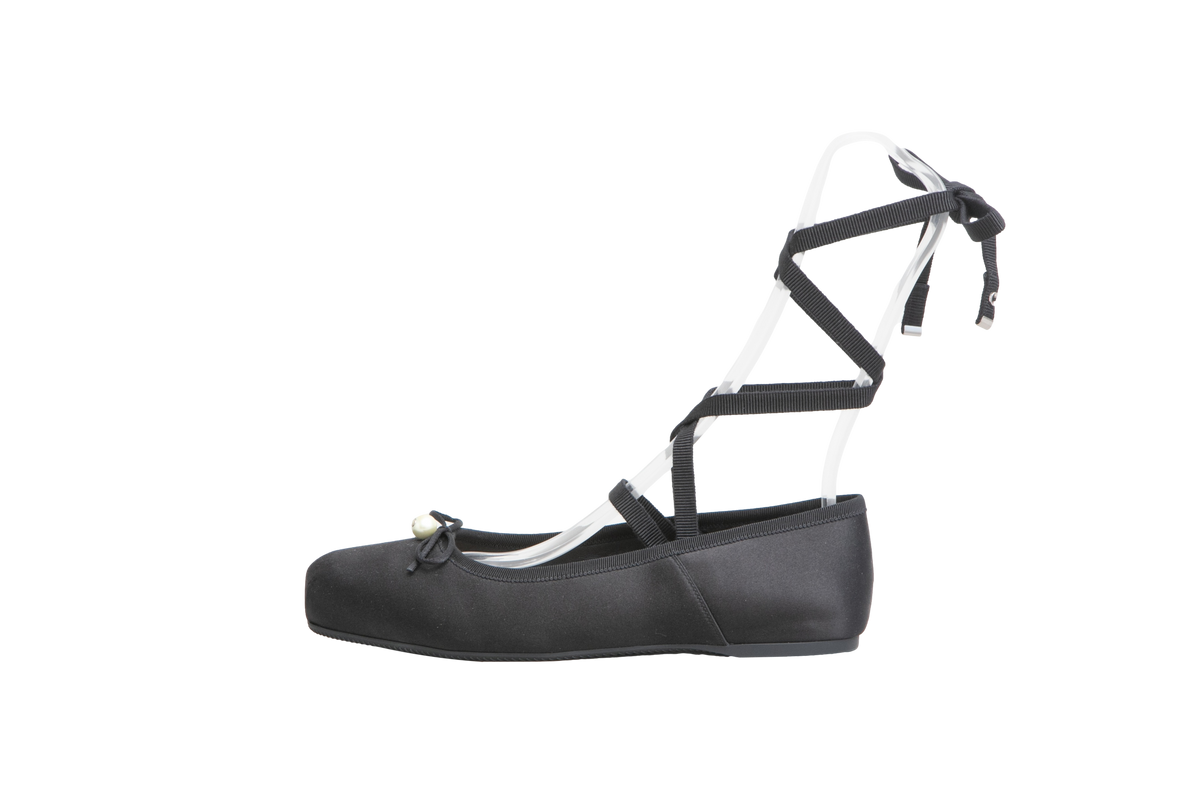 DIOR BALLET FLAT D-JOY SATIN BLACK - 38 BR
