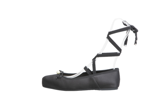 DIOR BALLET FLAT D-JOY SATIN BLACK - 38 BR