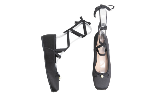 DIOR BALLET FLAT D-JOY SATIN BLACK - 38 BR