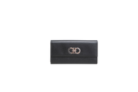 FERRAGAMO WALLET LONG DOUBLE GANCINI BLACK